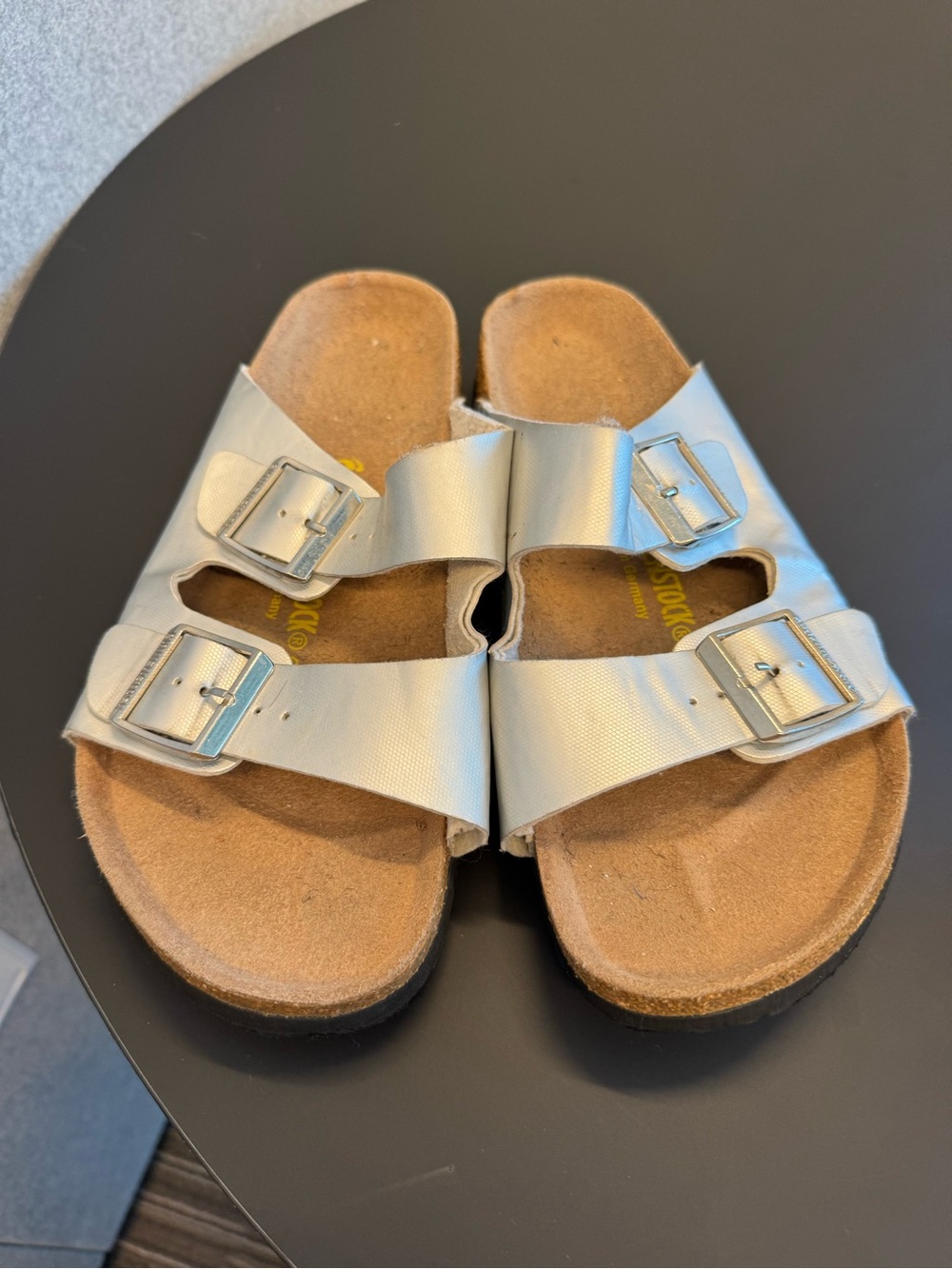 Silver Birkenstock sandals
